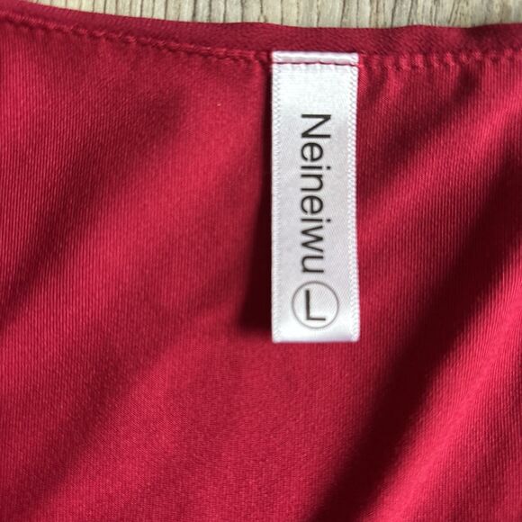 Red Neineiwu Short Sleeved Blouse Size Large - Picture 7 of 9